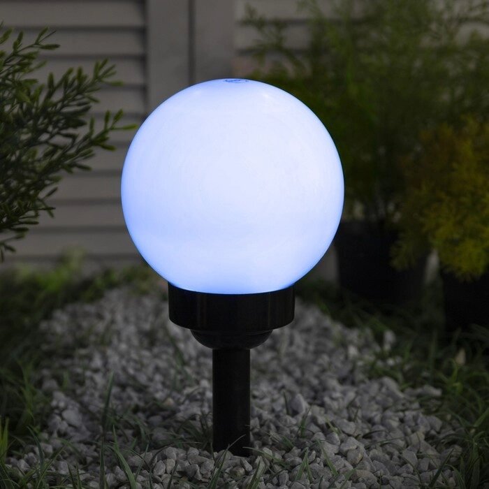 Садовый светильник на солнечной батарее 'Средний шар', 15 x 38 x 15 см, 4 LED, свечение белое от компании Интернет-магазин "Flap" - фото 1