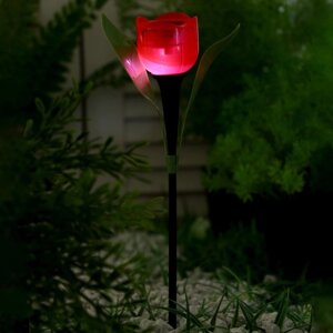 Садовый светильник на солнечной батарее 'Тюльпан красный'4.5 x 29 x 4.5 см, 1 LED, свечение белое