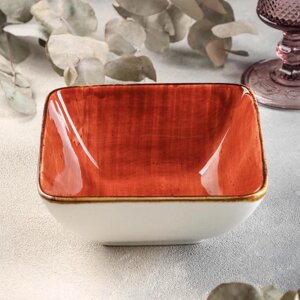 Салатник керамический квадратный 'Сапфир'14x5,5 см, цвет оранжевый