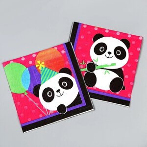 Салфетки бумажные 'Панда с шариками'в наборе 20 шт.