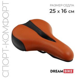 Седло Dream Bike, спорт-комфорт, цвет коричневый/чёрный