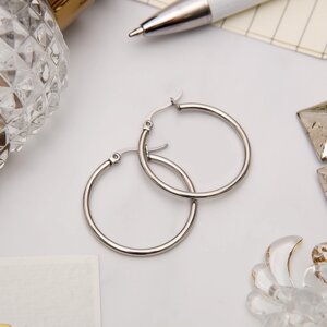 Серьги-кольца 'Стальные'цвет серебро, d2,5 см