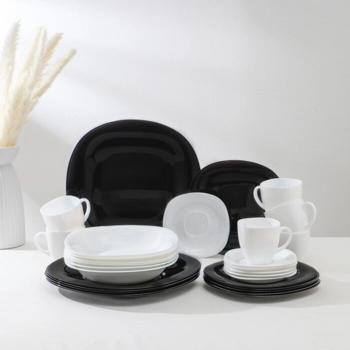 Сервиз столовый Luminarc Carine White Black, стеклокерамика, 30 предметов, цвет белый и чёрный от компании Интернет-магазин "Flap" - фото 1