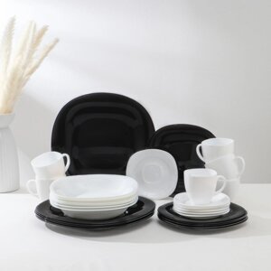 Сервиз столовый Luminarc Carine White Black, стеклокерамика, 30 предметов, цвет белый и чёрный