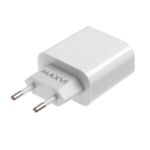 Сетевое зарядное устройство Maxvi CHL-602PD, USB/USB-C, 6 А, 30 Вт, быстрая зарядка, белое
