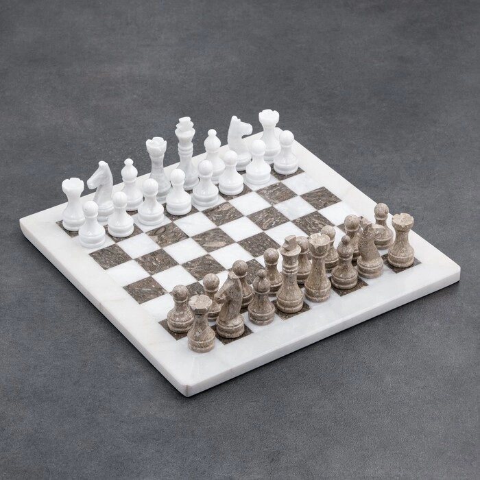 Шахматы 'Элит', серый/белый, доска 30х30 см, оникс от компании Интернет-магазин "Flap" - фото 1