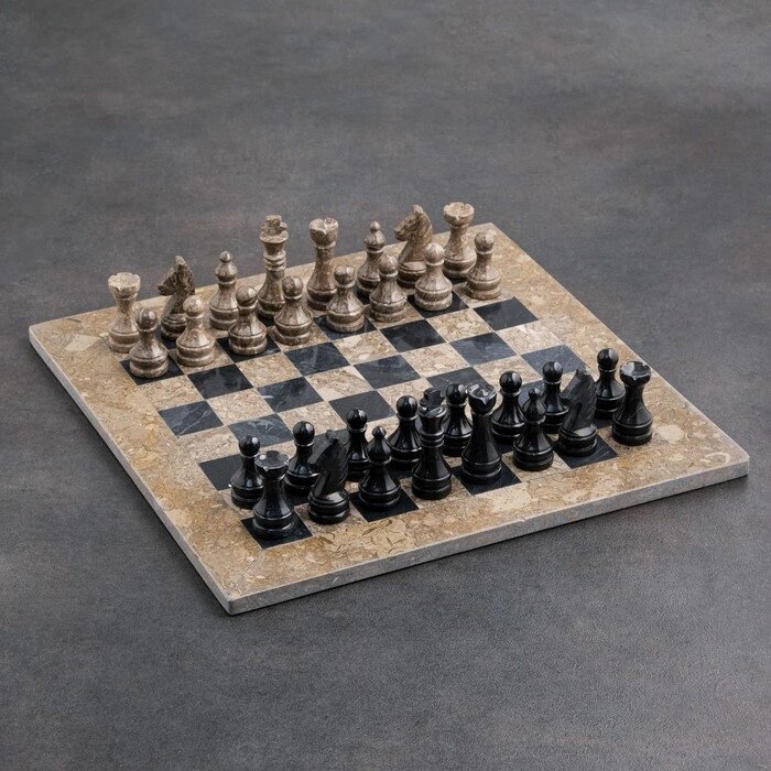 Шахматы 'Элит', серый/черный,  доска 40х40 см, оникс от компании Интернет-магазин "Flap" - фото 1