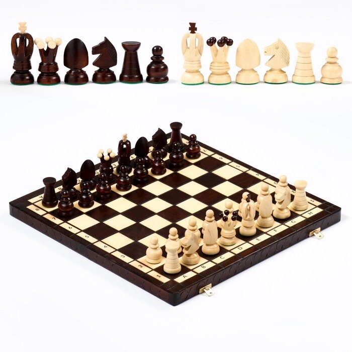Шахматы польские Madon 'Королевские', 44 х 44 см, король h8 см, пешка h-4.5 см от компании Интернет-магазин "Flap" - фото 1