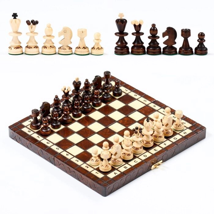 Шахматы польские Madon 'Жемчуг', 28 х 28 см, король h-6.5 см, пешка h-3 см от компании Интернет-магазин "Flap" - фото 1