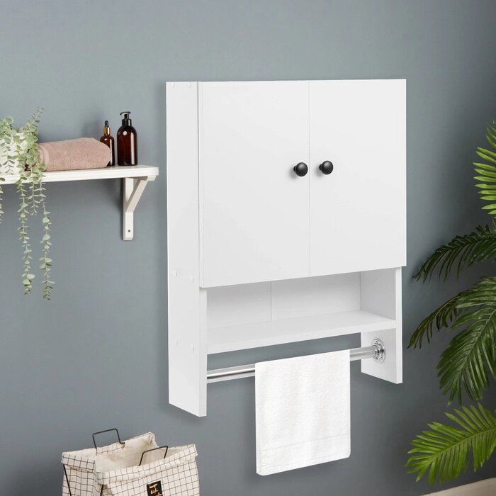 Шкаф для ванной комнаты навесной, белый, 48,6 х 65 х 15 см от компании Интернет-магазин "Flap" - фото 1