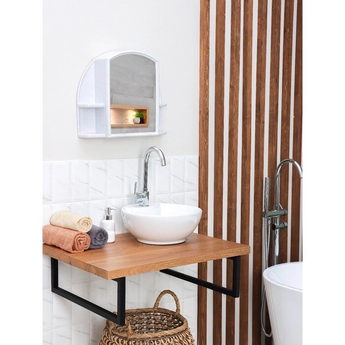 Шкафчик для ванной комнаты c зеркалом 'Орион', цвет белый мрамор от компании Интернет-магазин "Flap" - фото 1