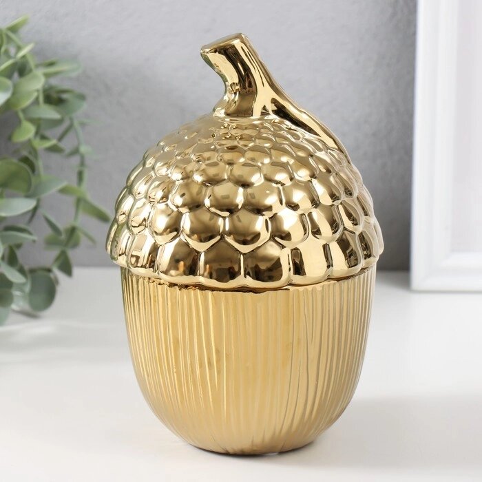 Шкатулка керамика 'Жёлудь' золото 12х12х18 см от компании Интернет-магазин "Flap" - фото 1