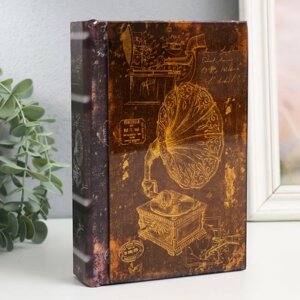 Шкатулка-книга дерево кожзам, стекло 'Граммофон' 4,3х12х18 см