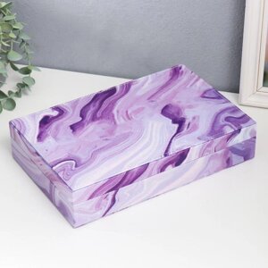 Шкатулка кожзам для украшений 'Мрамор фиолет' 5,5х29х18,5 см