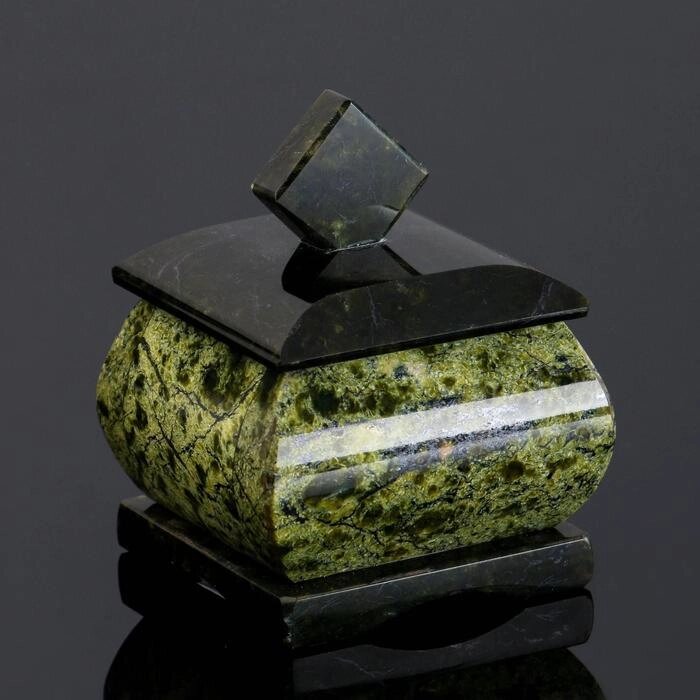 Шкатулка 'Малый ларчик', 5х5х6 см, натуральный камень змеевик от компании Интернет-магазин "Flap" - фото 1