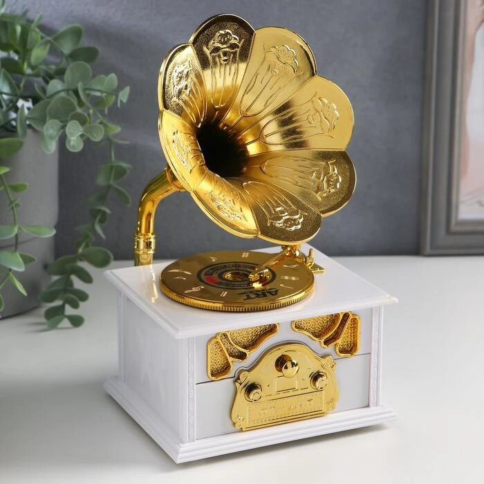 Шкатулка музыкальная 'Патефон золотистый' 23х12,5х10,5 см от компании Интернет-магазин "Flap" - фото 1