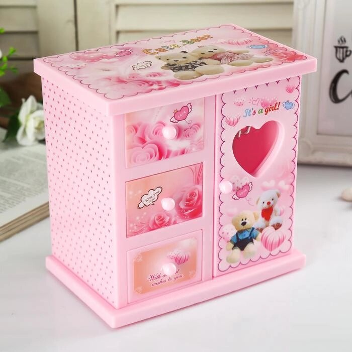 Шкатулка музыкальная 'Розовый шкафчик с сюрпризами' 18х18х12 см от компании Интернет-магазин "Flap" - фото 1