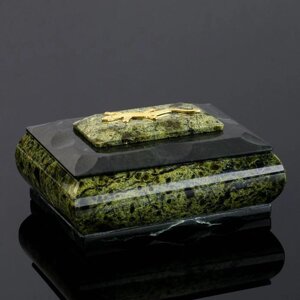 Шкатулка 'Ящерица'11,5х9х5,5 см, натуральный камень, змеевик