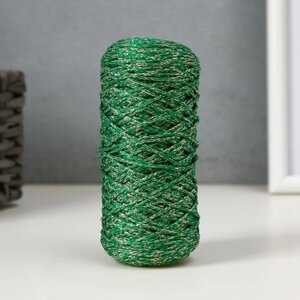 Шнур для вязания 100 полиэфир с люрексом 1 мм цилиндр, 7510гр, 200м, 25- зеленый+золото