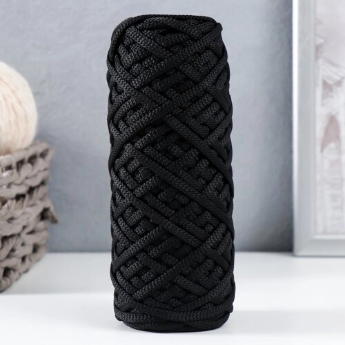 Шнур для вязания 100 полиэфир, ширина 4 мм 50м (чёрный)
