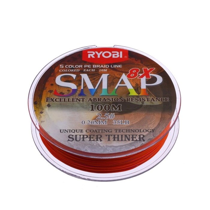 Шнур Ryobi SMAP PE8X, диаметр 0.260 мм, тест 15.9 кг, 100 м, Multi Colour от компании Интернет-магазин "Flap" - фото 1