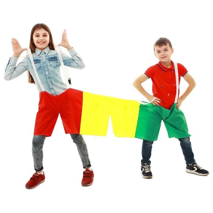 Шорты эстафетные для троих, три штанины с лямками, детские, цвета МИКС от компании Интернет-магазин "Flap" - фото 1