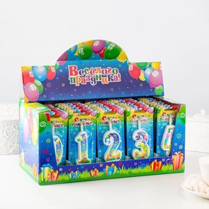 Шоу-бокс со свечами для торта цифры 'С Днём Рождения'10,2 см, 50 штук