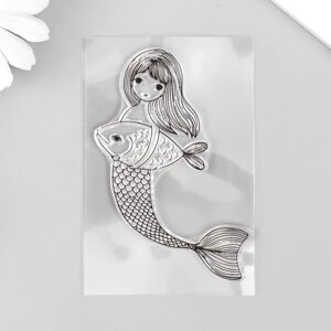 Штамп для творчества силикон 'Русалочка с рыбой' 9х6 см