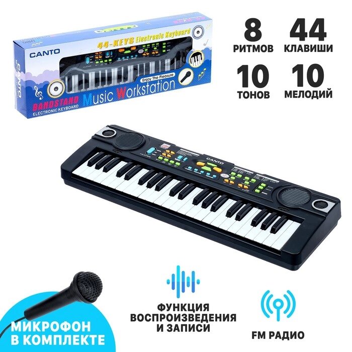 Синтезатор 'Музыкант-2' с FM-радио, микрофоном, 44 клавиши, работает от сети и от батареек от компании Интернет-магазин "Flap" - фото 1