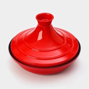 Сковорода-тажин чугунная 28x20 см, эмалированное покрытие, цвет красный