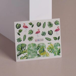 Слайдер - дизайн для ногтей 'Tropical print'фасовка 6 шт, цвет зелёный/розовый (комплект из 6 шт.)