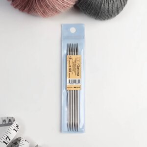 Спицы для вязания, чулочные, d 4 мм, 15 см, 5 шт
