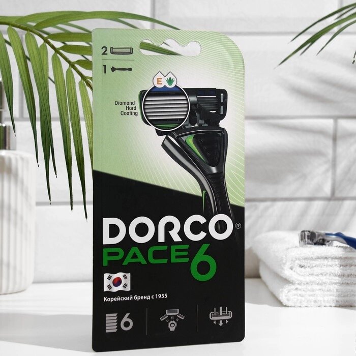 Станок для бритья Dorco Pace 6 + 2 кассеты, 6 лезвий, плавающая головка от компании Интернет-магазин "Flap" - фото 1