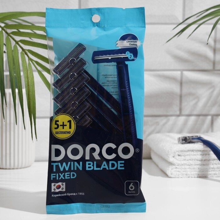 Станок для бритья одноразовый Dorco TD 708, 2 лезвия, 5+1 шт. от компании Интернет-магазин "Flap" - фото 1