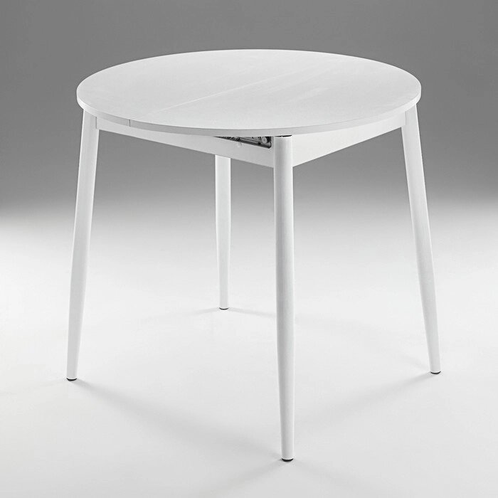Стол раздвижной круглый 'Орион мини', 800/1110х800х750, ноги металл белый/Белый от компании Интернет-магазин "Flap" - фото 1