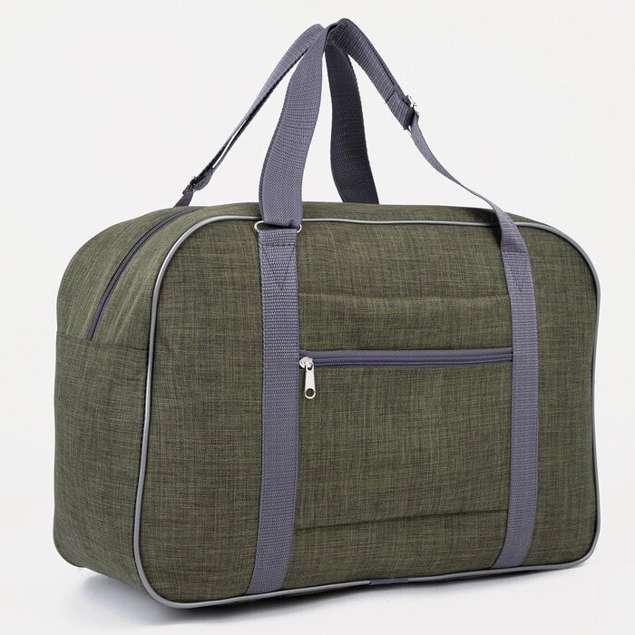 Сумка дорожная на молнии, наружный карман, держатель для чемодана, цвет зелёный от компании Интернет-магазин "Flap" - фото 1