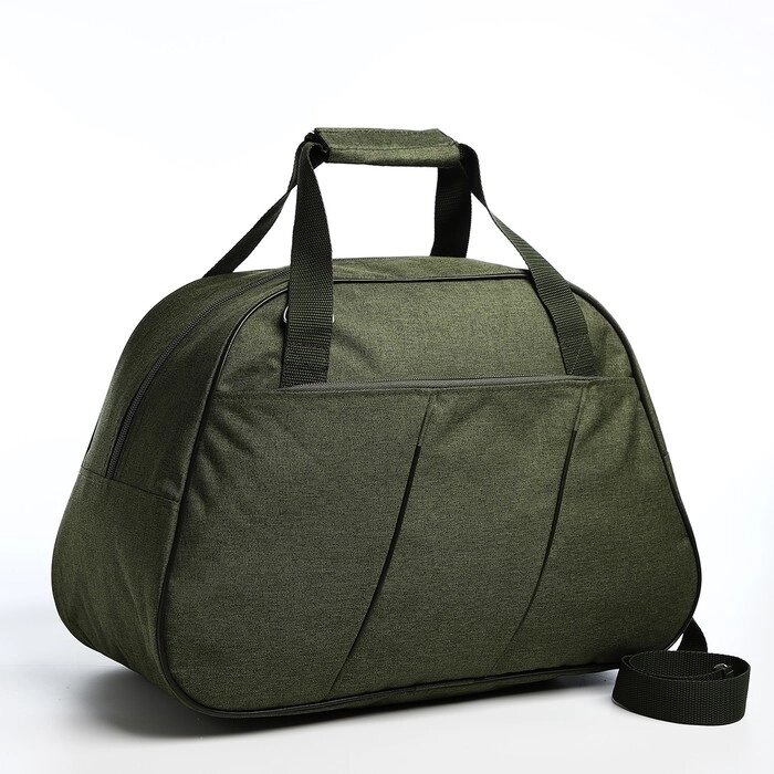 Сумка дорожная на молнии, наружный карман, длинный ремень, цвет зелёный от компании Интернет-магазин "Flap" - фото 1
