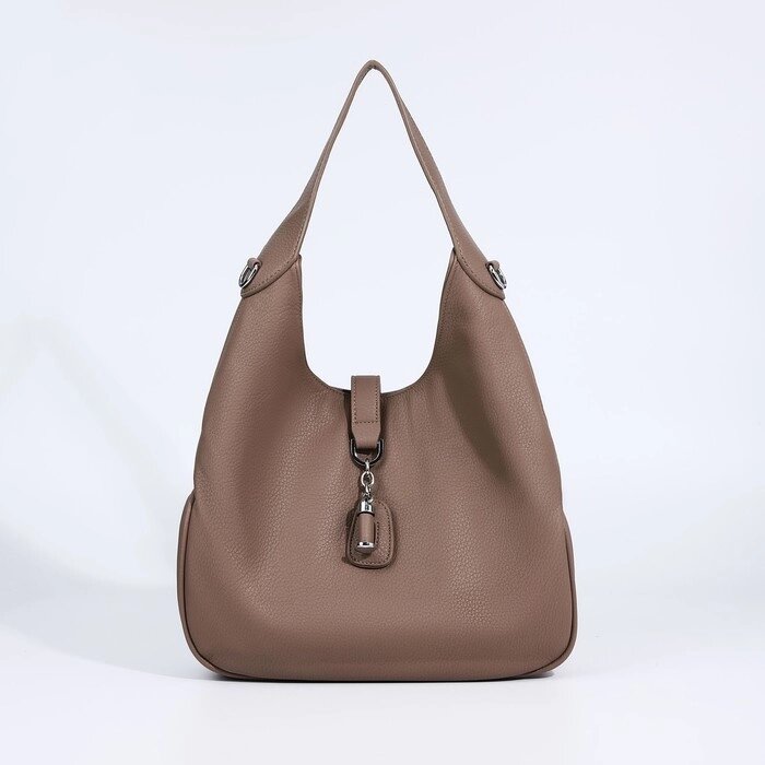 Сумка-мешок на молнии, наружный карман, цвет коричневый от компании Интернет-магазин "Flap" - фото 1