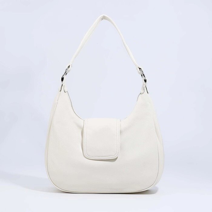 Сумка-мешок на молнии, наружный карман, длинный ремень, цвет белый от компании Интернет-магазин "Flap" - фото 1