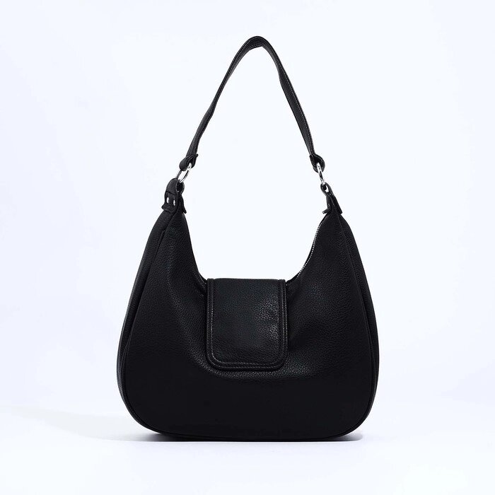 Сумка-мешок на молнии, наружный карман, длинный ремень, цвет чёрный от компании Интернет-магазин "Flap" - фото 1