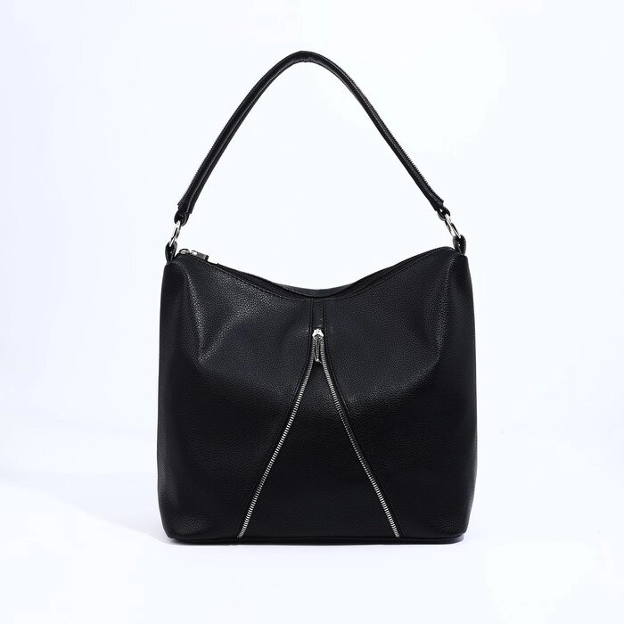 Сумка-мешок 'Оливи' на молнии, наружный карман, цвет чёрный от компании Интернет-магазин "Flap" - фото 1