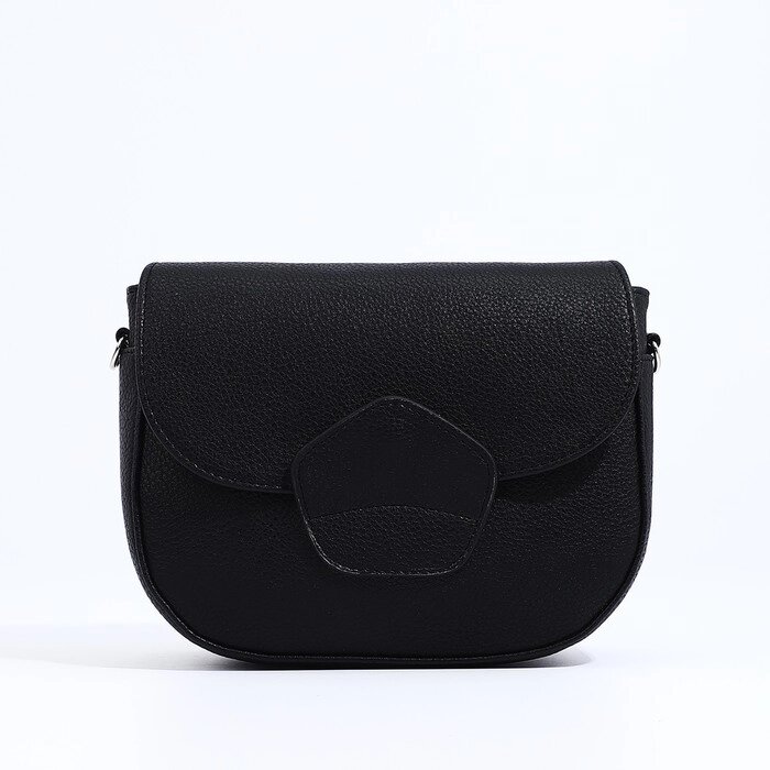 Сумка-мессенджер RICHET на магните, наружный карман, длинный ремень, цвет чёрный от компании Интернет-магазин "Flap" - фото 1