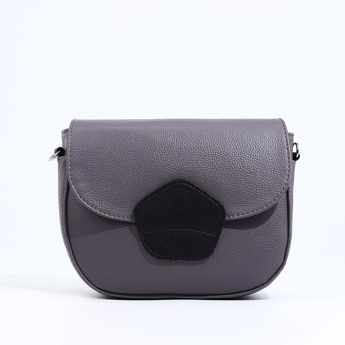Сумка-мессенджер RICHET на магните, наружный карман, длинный ремень, цвет серый от компании Интернет-магазин "Flap" - фото 1