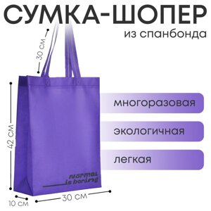 Сумка (пакет) шопер 'Normal is boring'42х10х30 см, без подклада, фиолетовая (комплект из 2 шт.)