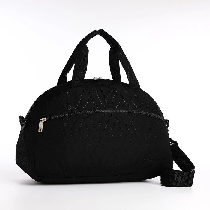 Сумка спортивная на молнии, наружный карман, длинный ремень, цвет чёрный от компании Интернет-магазин "Flap" - фото 1
