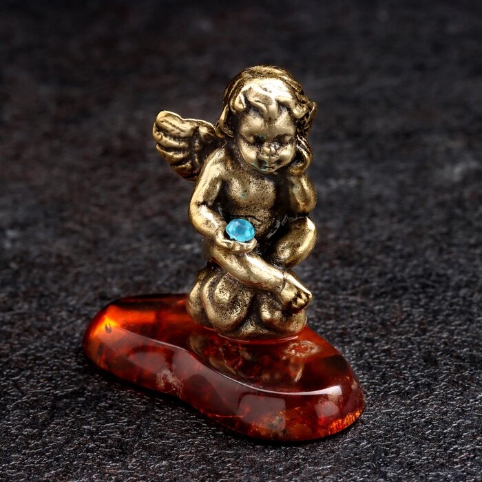 Сувенир 'Ангел в позе лотоса', латунь, янтарь от компании Интернет-магазин "Flap" - фото 1