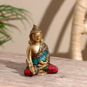 Сувенир 'Будда' латунь, камень 7,5 см