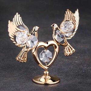 Сувенир 'Голуби на сердце'с кристаллами