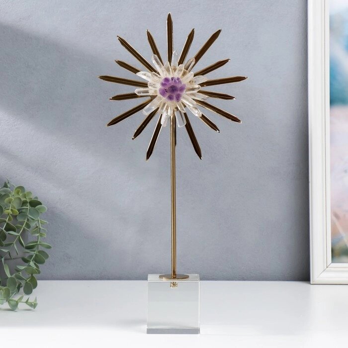 Сувенир интерьерный стекло, кварц 'Солнечный цветок из горного хрусталя' 42х8х20 см от компании Интернет-магазин "Flap" - фото 1