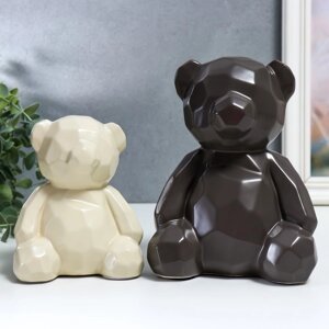Сувенир керамика 3D 'Медвежата' матовый шоколад и сливки набор 2 шт 18,5х12х14,5 см